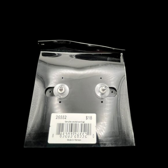 VTG Cookie Lee Earrings Silver Tone Studs with Black Round Crystal Stone NEW - Picture 5 of 6
